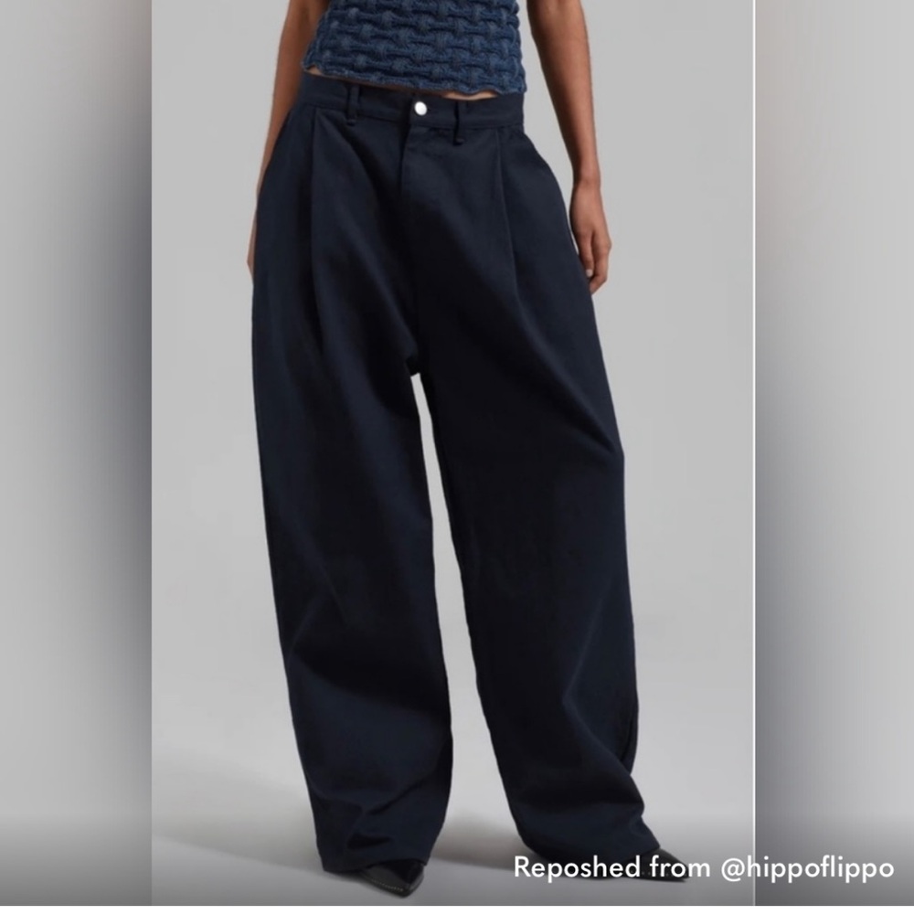Frankie shop drew denim highrise wideleg pants black pleat women size 30 L